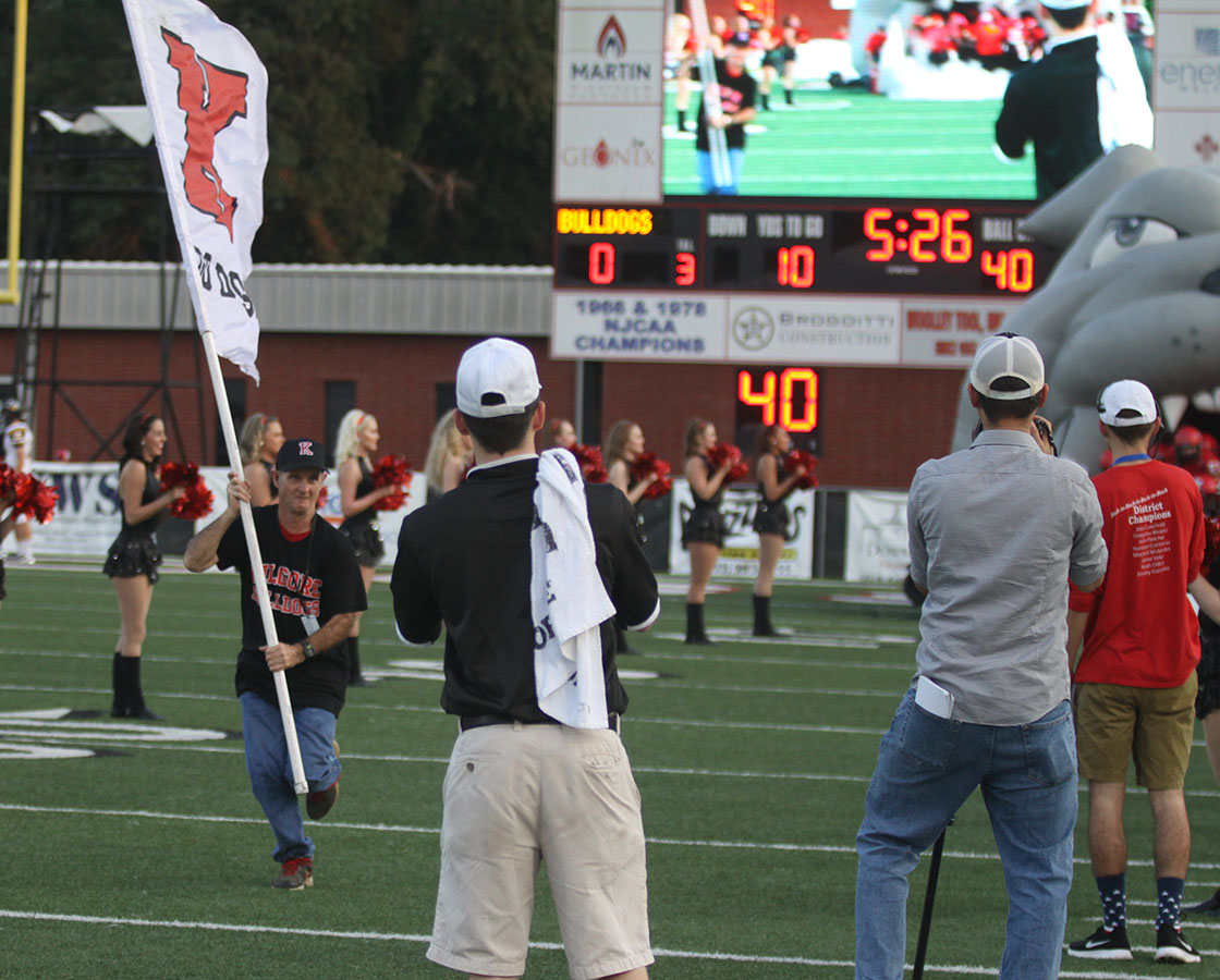 Bubba T took his usual role as flag-runner at the Kilgore v. Nacogdoches game.