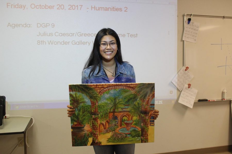Sophomore Anushka Pradhan shows her artwork.