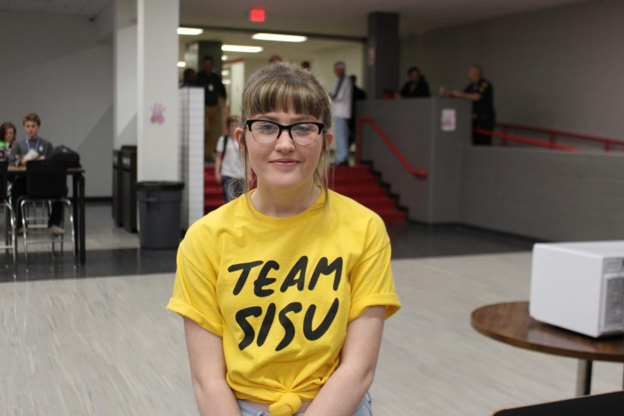 Freshman Carly Mauldin sports her Sisu team shirt on a day that was supposed to be about bringing the school together in order to create a family. 