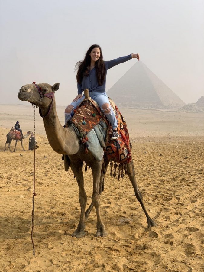 Skyler Day enjoys a day in the pyramids located in Egypt.