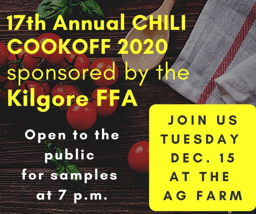 FFA Chili Cookoff Tuesday, Dec. 15