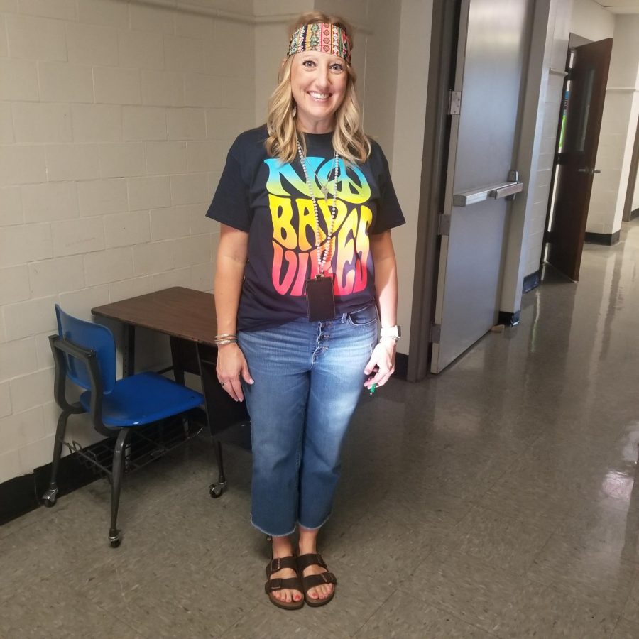 Special Education Co-Teacher Brandi Parrish dressed up as a hippie for Throwback Monday.