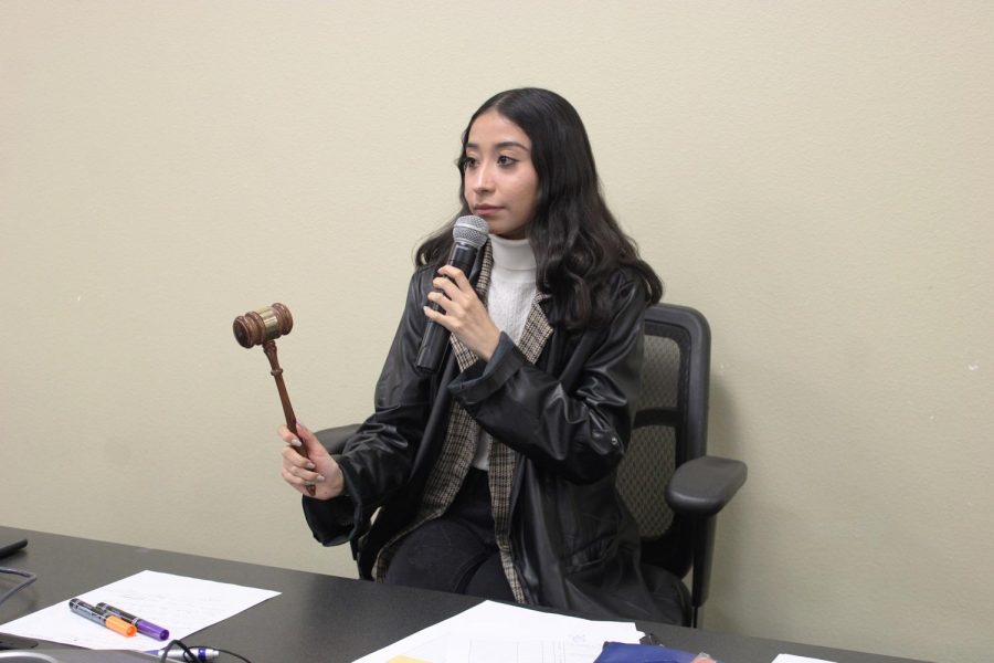 Senior Sofia Gomez leads the general assembly as the secretary general.