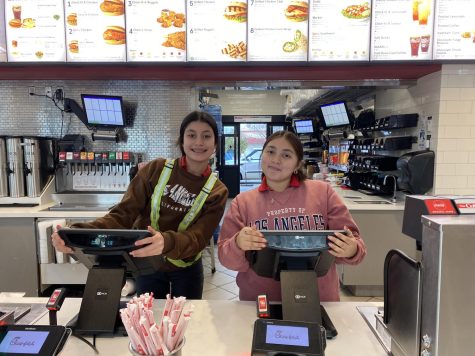 Juniors Marie Rodriguez and Isabela Fernandez work at the Chick-fil-A in Kilgore.
Photo by Evelyn Martinez