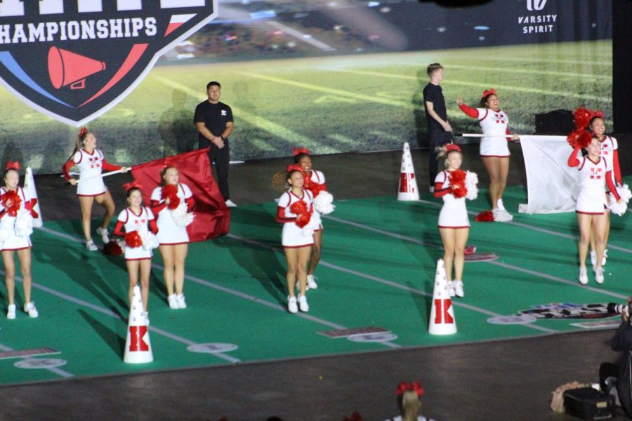 The+KHS+Cheerleaders+perform+their+routine+at+the+competition.+Courtesy+Photo.