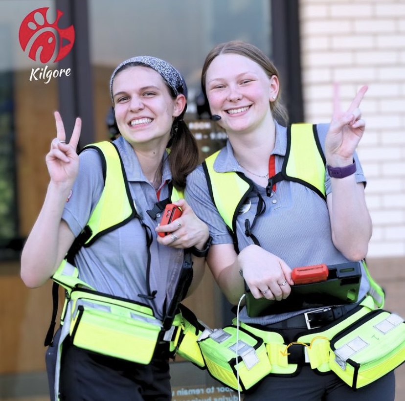 Team members Rachel Niemeyer and Sydney Roebuck smile for a picture at Kilgore Chick-fil-A. 
                                           Courtesy photo by Kilgore Chick-fil-A.
