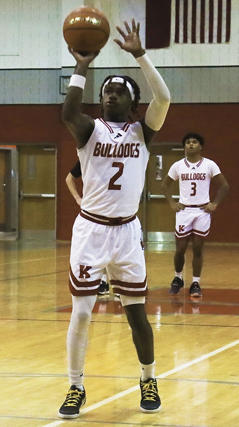 Senior Kayson Brooks makes a shot.
